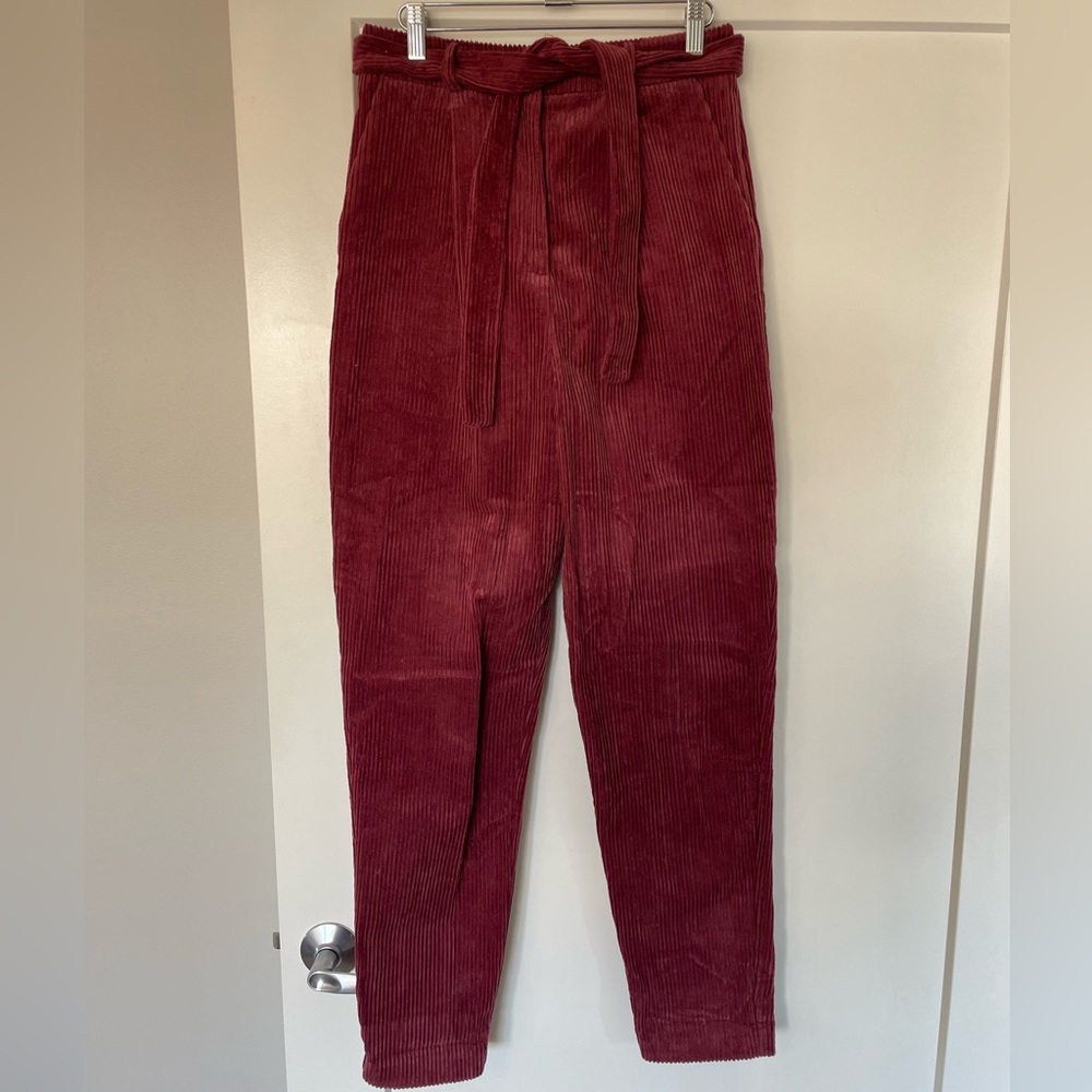 ASOS Dark Pink Corduroy High-Waisted Pants